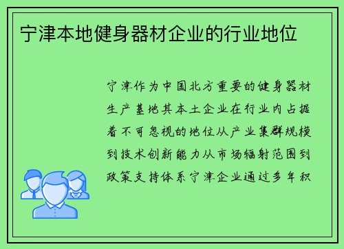 宁津本地健身器材企业的行业地位